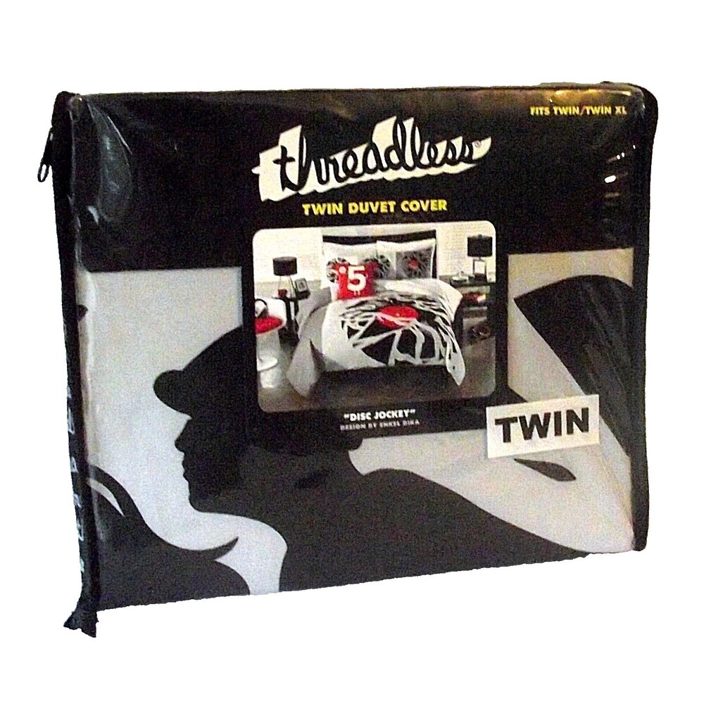 Disc Jockey Horse Duvet Cover Twin Threadless Black White Record Race Graphic NW